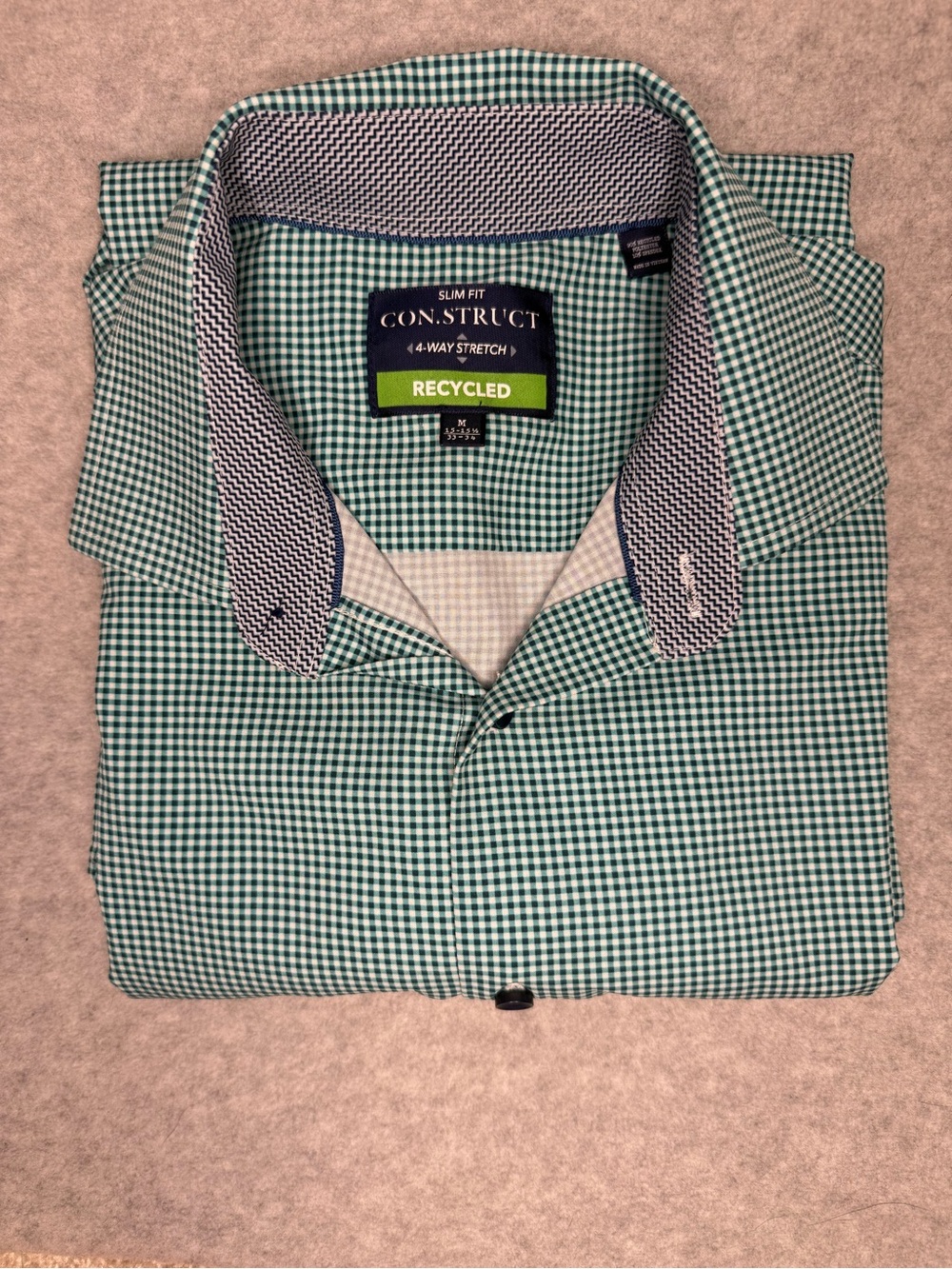 CON.STRUCT Slim Fit Green Gingham Dress Shirt
